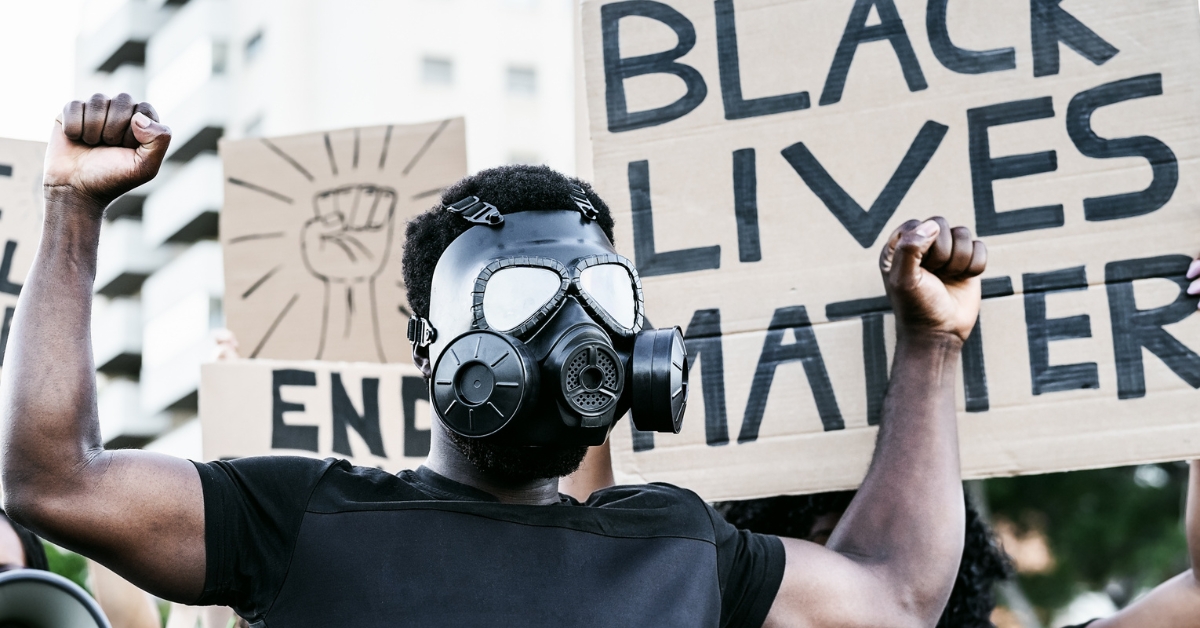 Protestor Wearing Mask